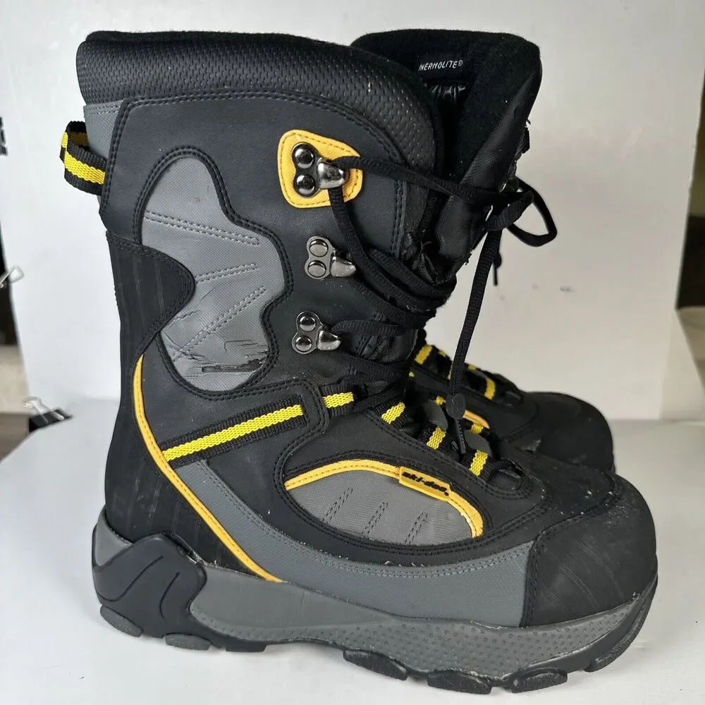 Ski-Doo BRP Team Racing Black Gray Thermolite Snowmobile Boots Men's Size 9